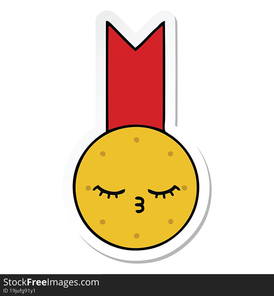 Sticker Of A Cute Cartoon Gold Medal