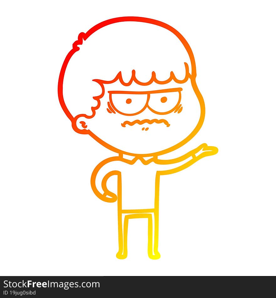 warm gradient line drawing cartoon annoyed man