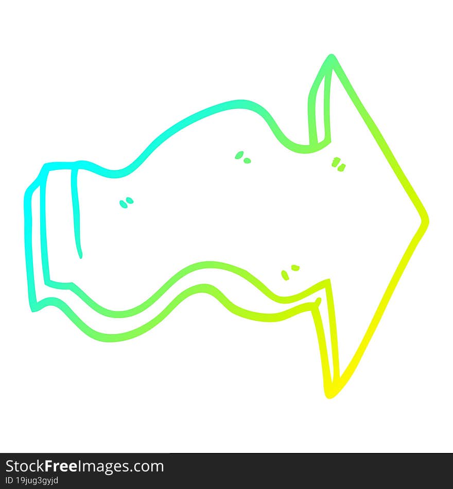 cold gradient line drawing cartoon pointing arrow