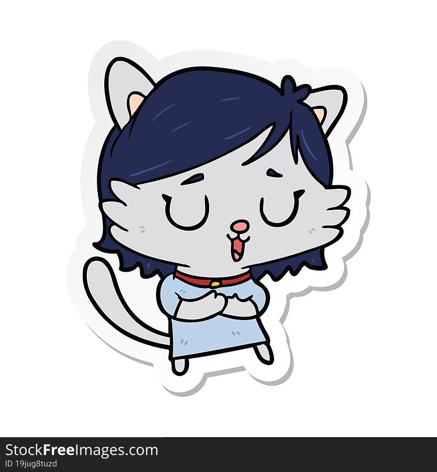 sticker of a cartoon cat girl