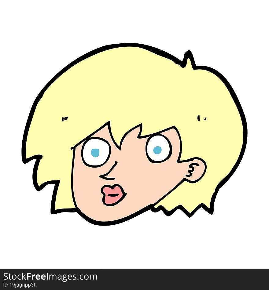 cartoon surprised female face