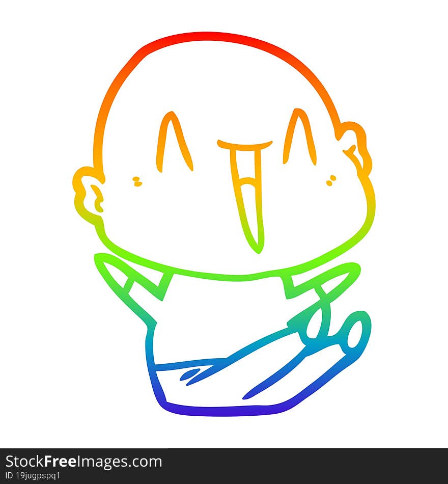 rainbow gradient line drawing happy cartoon bald man