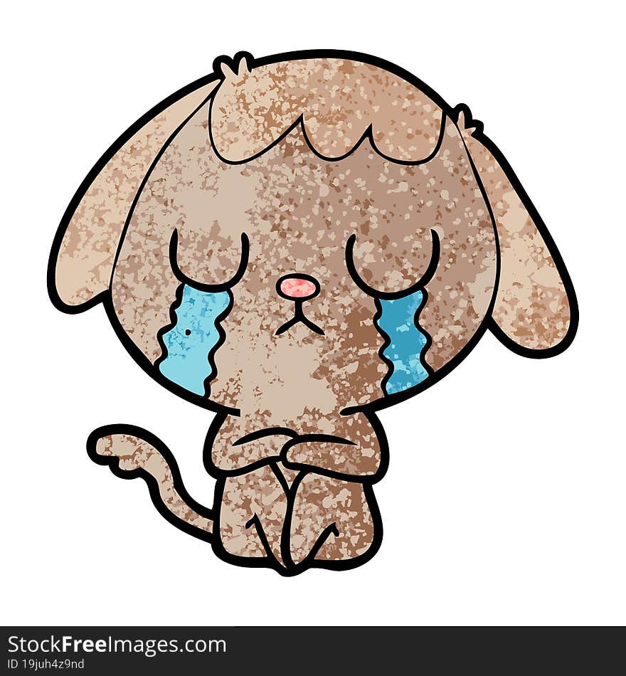 cute cartoon dog crying. cute cartoon dog crying