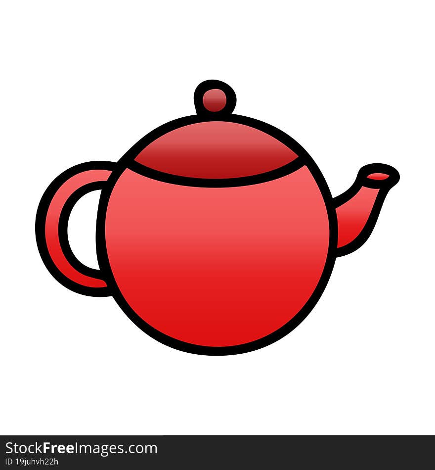 gradient shaded cartoon red tea pot