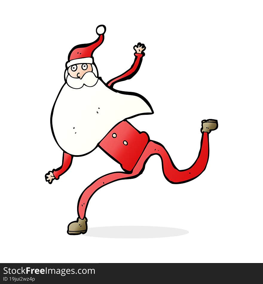 cartoon running santa