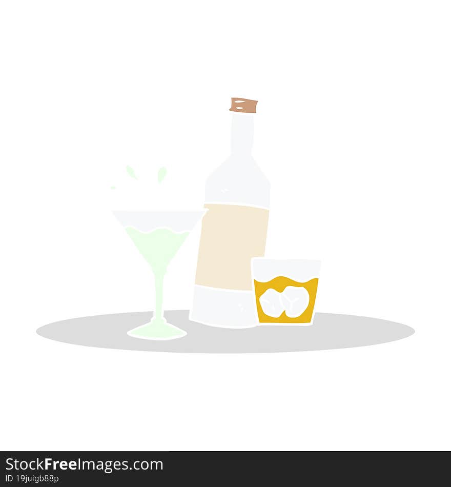 flat color style cartoon drinks on tray