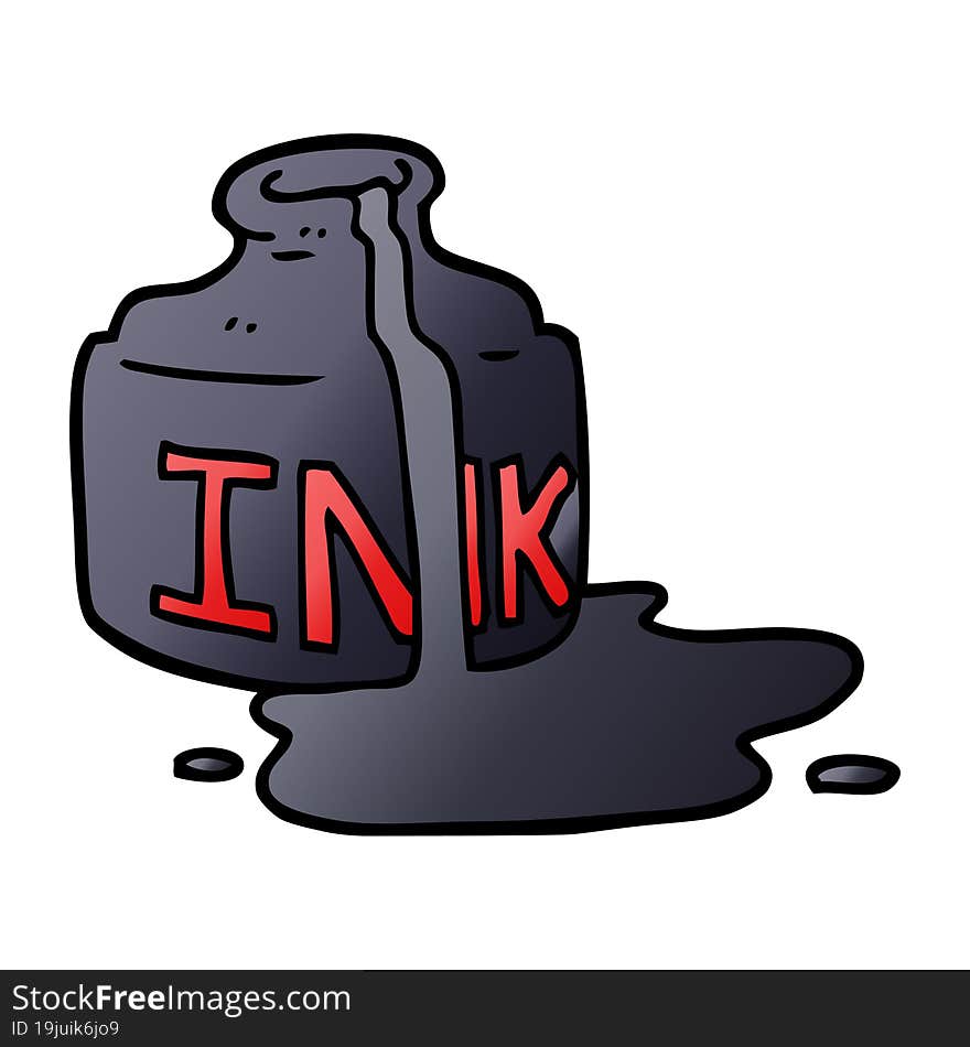 cartoon doodle spilled ink bottle