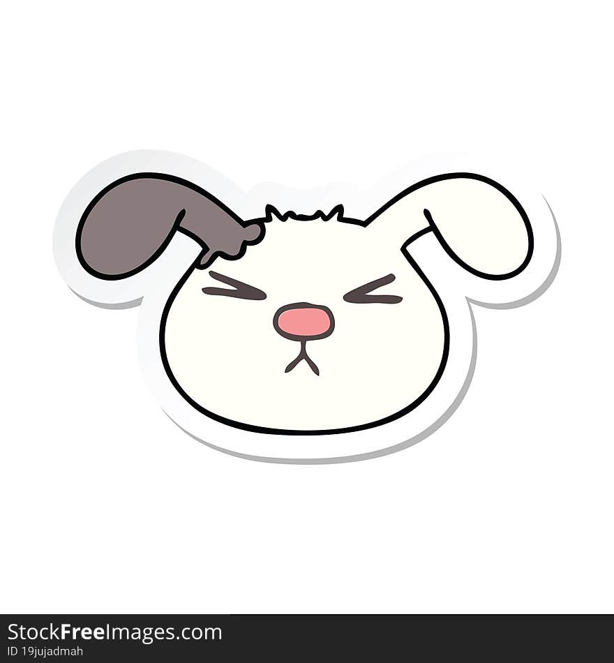 Sticker Of A Quirky Hand Drawn Cartoon Dog Face