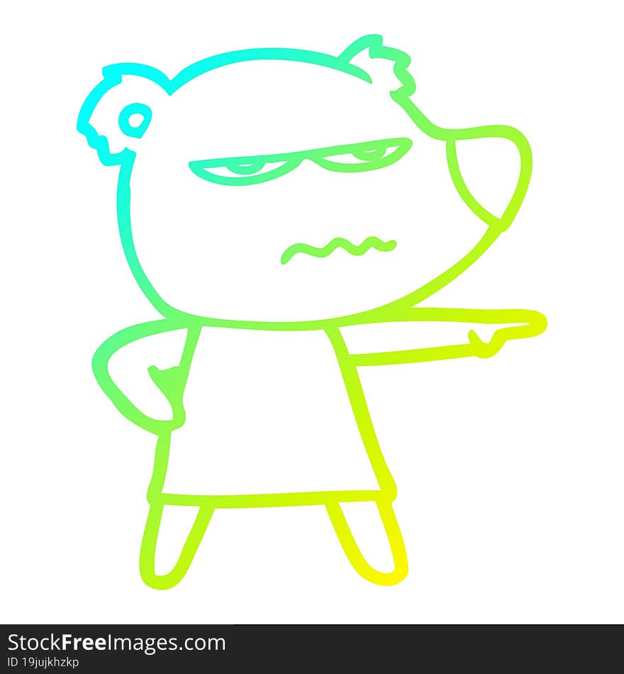 cold gradient line drawing cartoon angry bear polar girl pointing