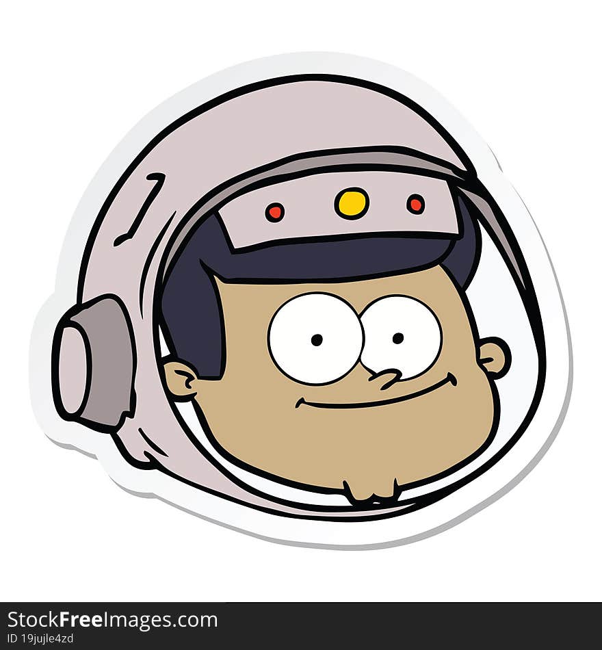 Sticker Of A Cartoon Astronaut Face