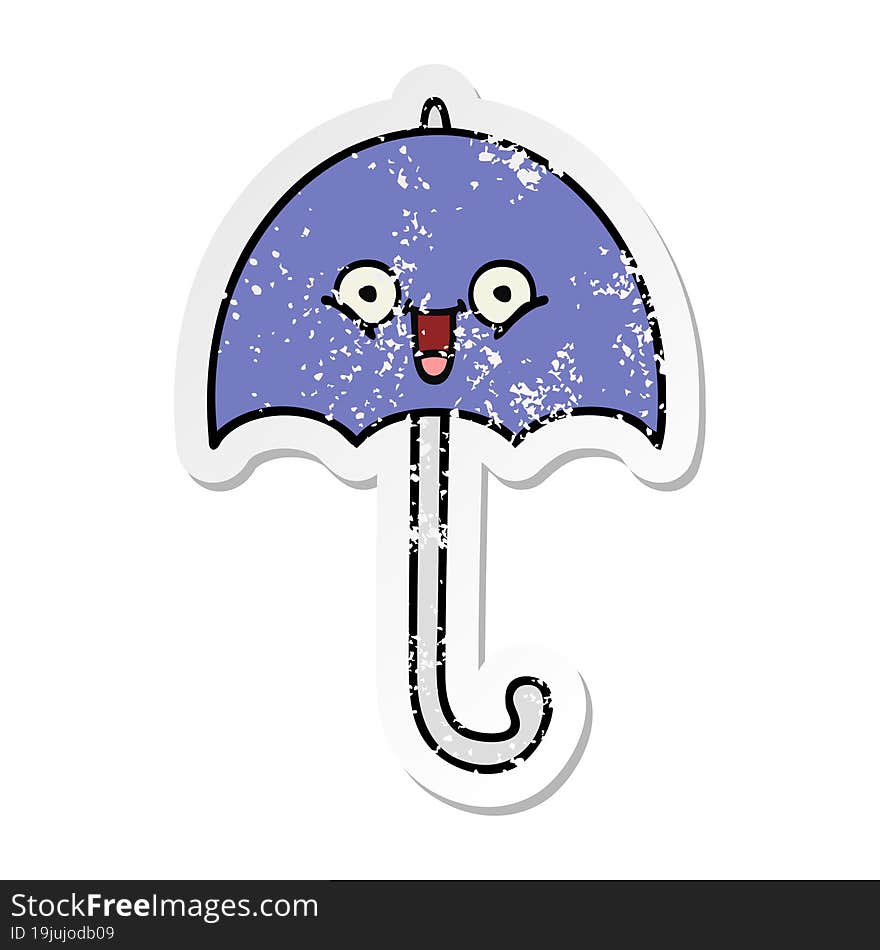 distressed sticker of a cute cartoon umbrella