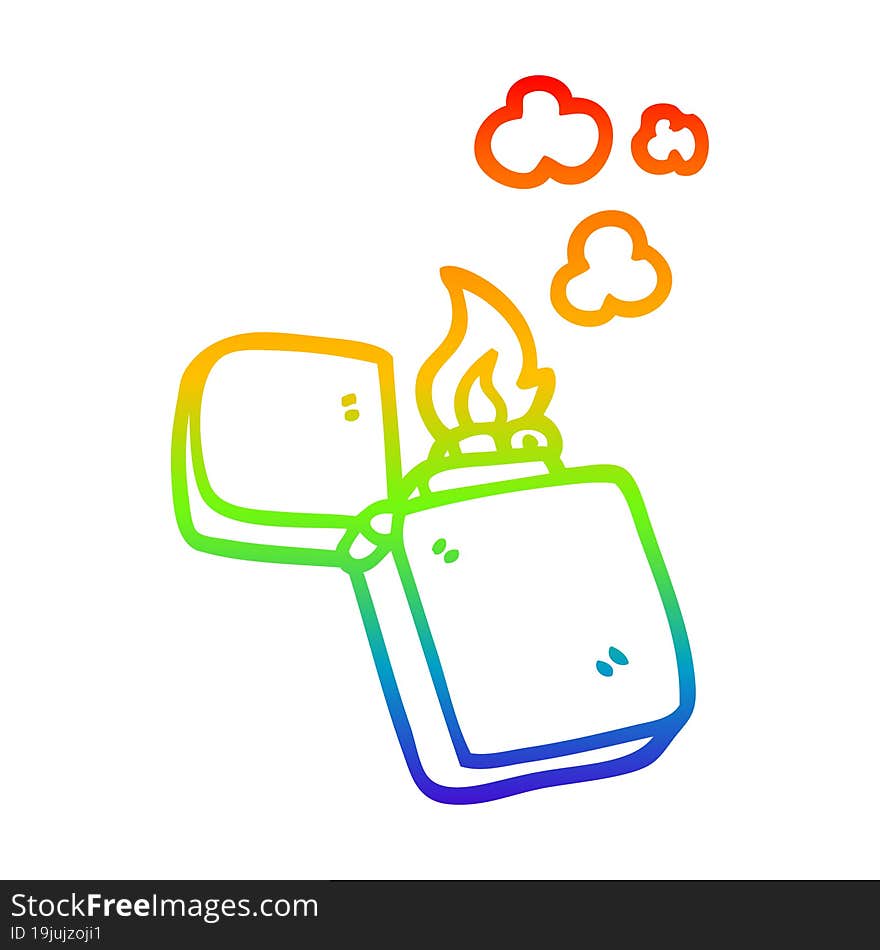 rainbow gradient line drawing of a cartoon old lighter