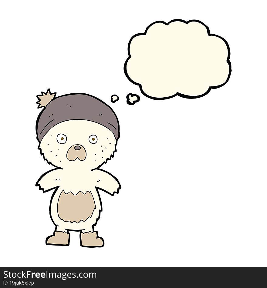 cartoon cute teddy bear with thought bubble