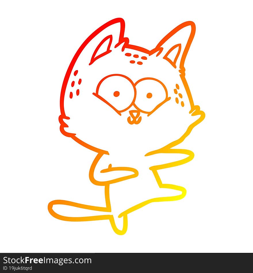 Warm Gradient Line Drawing Cartoon Cat Dancing