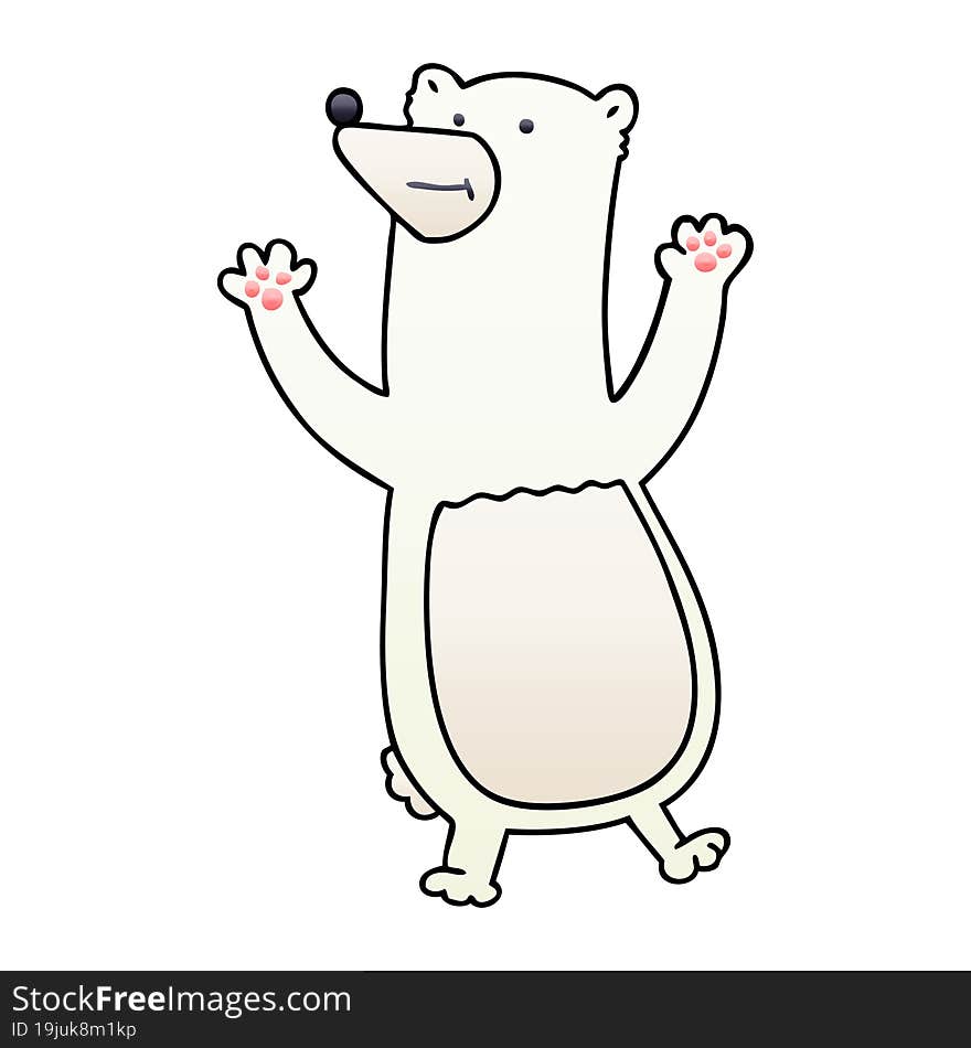 quirky gradient shaded cartoon polar bear