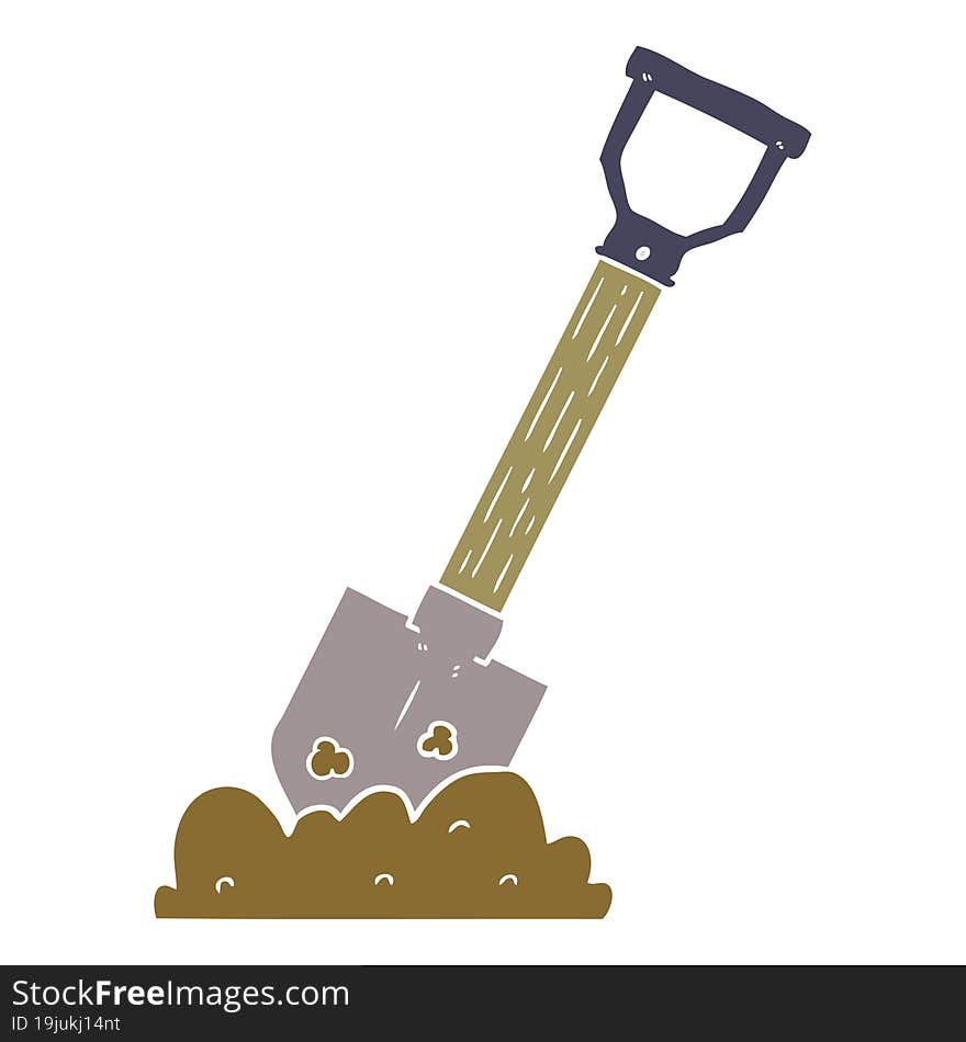 Flat Color Style Cartoon Shovel