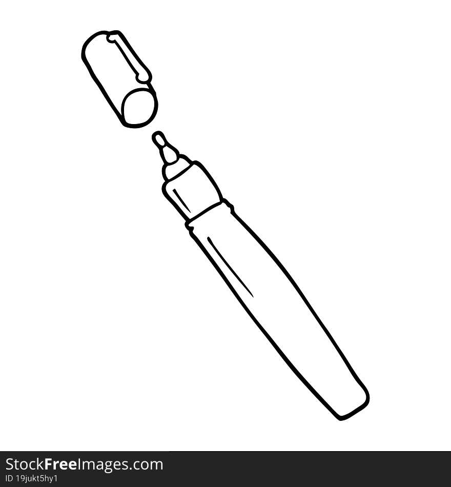 line drawing cartoon of a permanent marker