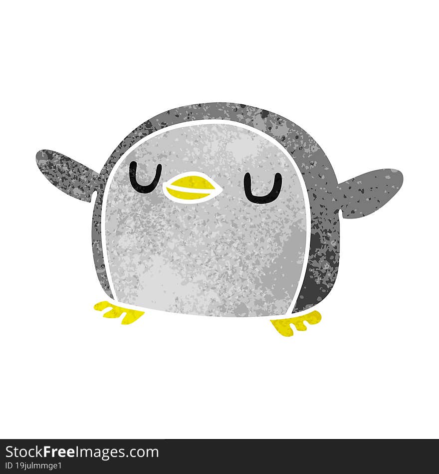 retro cartoon kawaii of a cute penguin