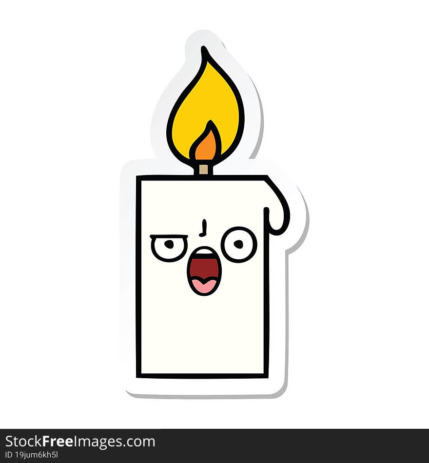 sticker of a cute cartoon lit candle