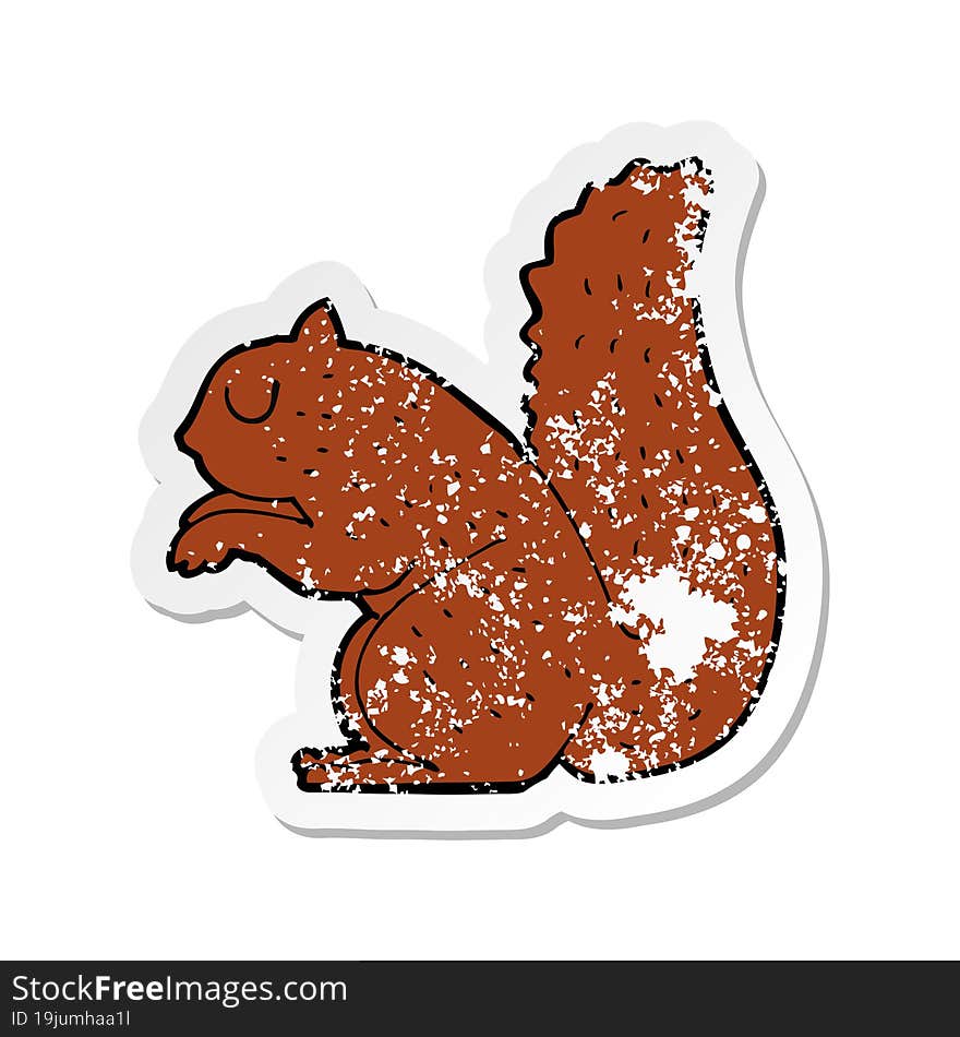 retro distressed sticker of a cartoon squirrel