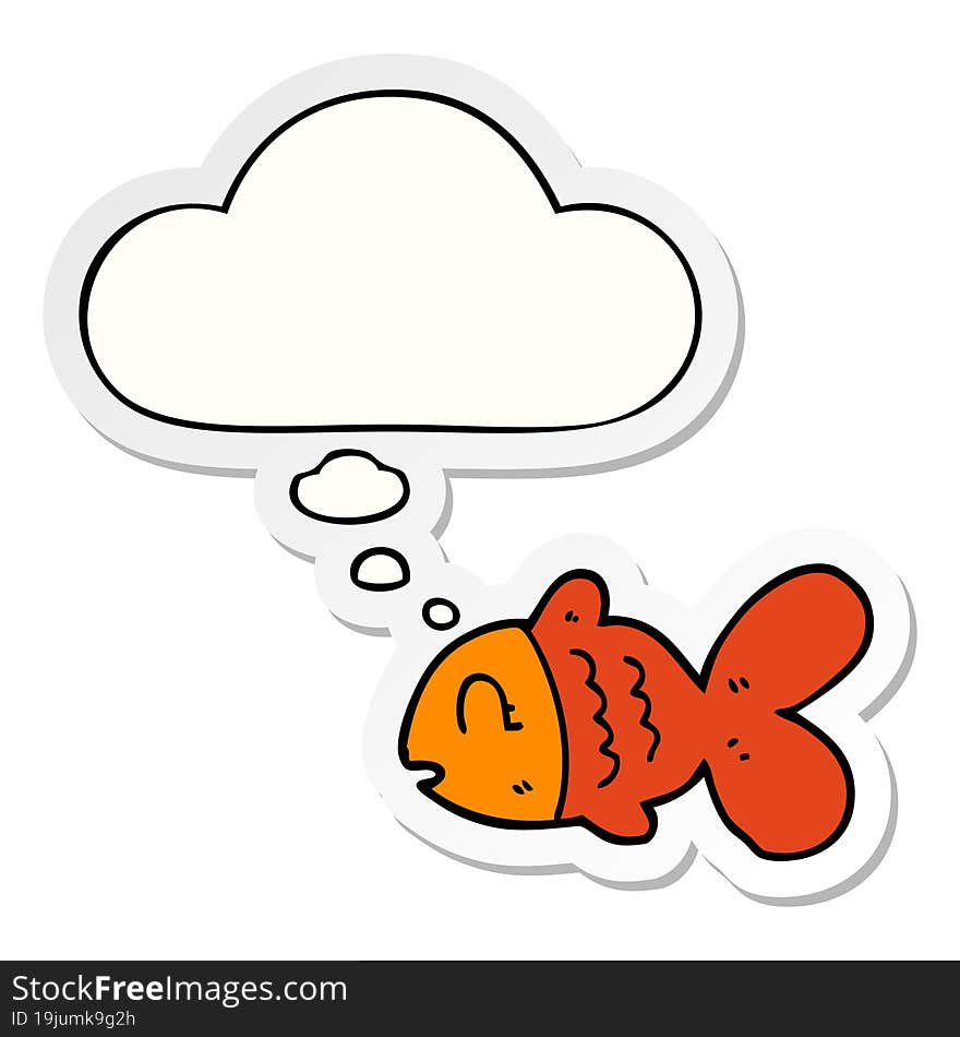 cartoon fish and thought bubble as a printed sticker