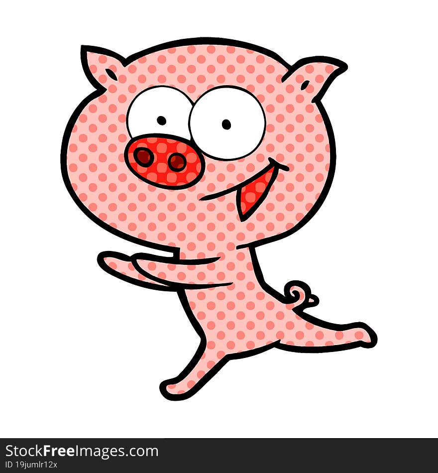 cheerful pig cartoon. cheerful pig cartoon