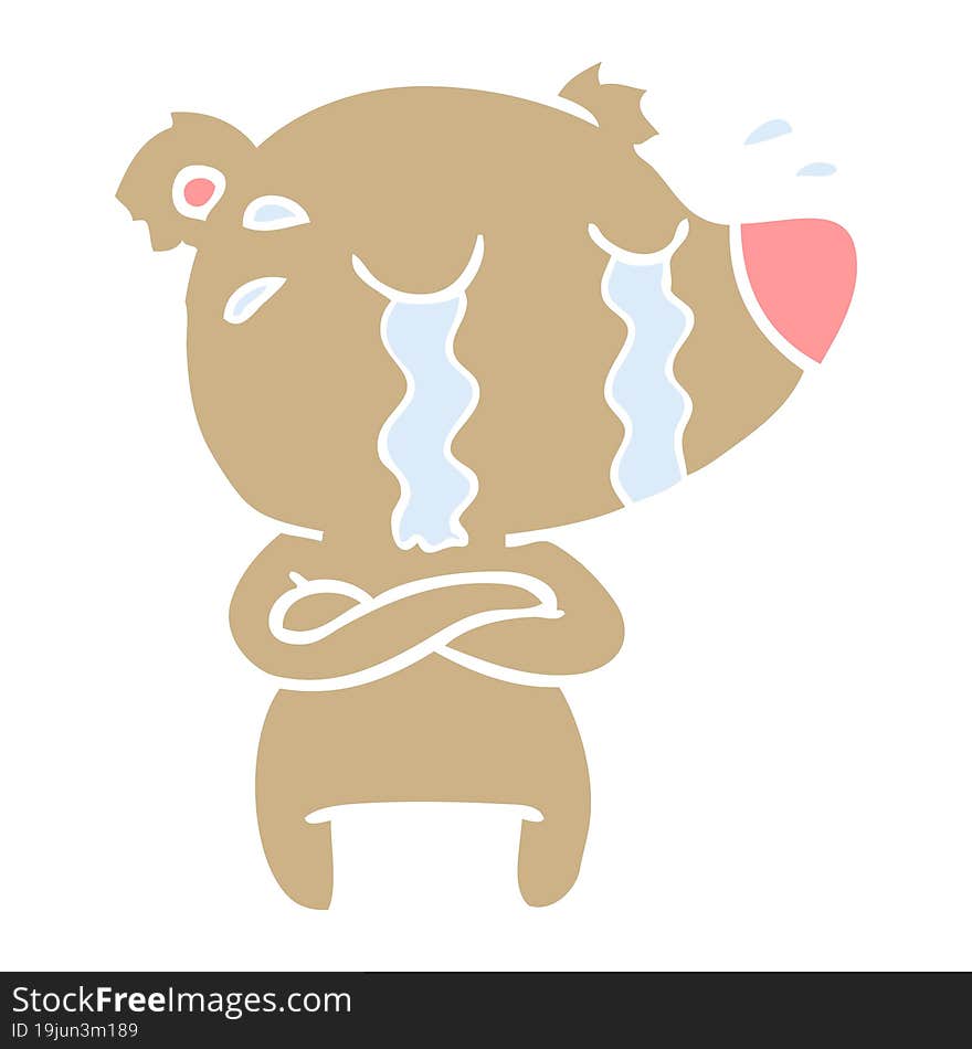 flat color style cartoon crying bear