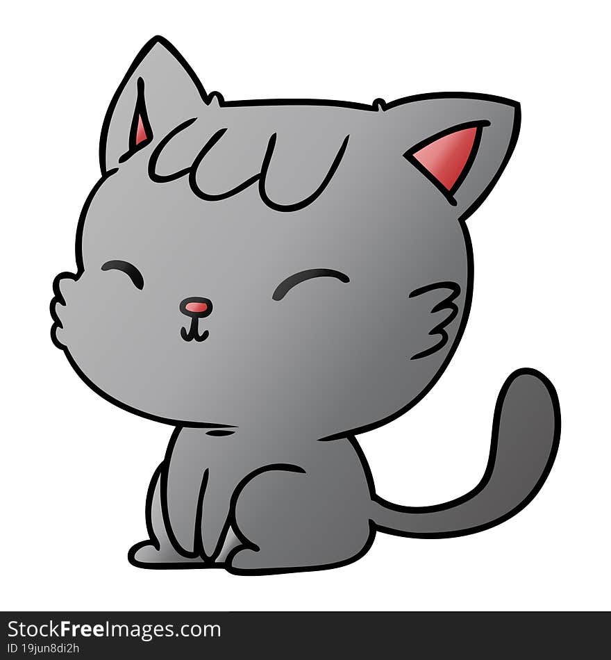 Gradient Cartoon Of Cute Kawaii Cat