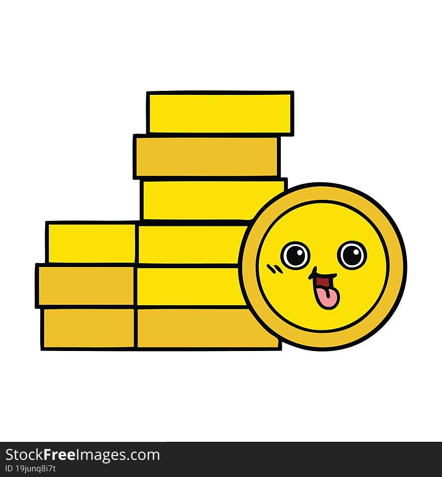 cute cartoon of a coins. cute cartoon of a coins