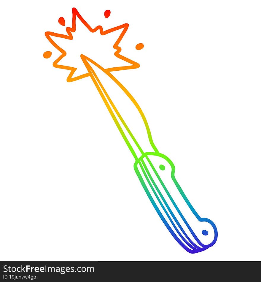 rainbow gradient line drawing cartoon sharp kitchen knife