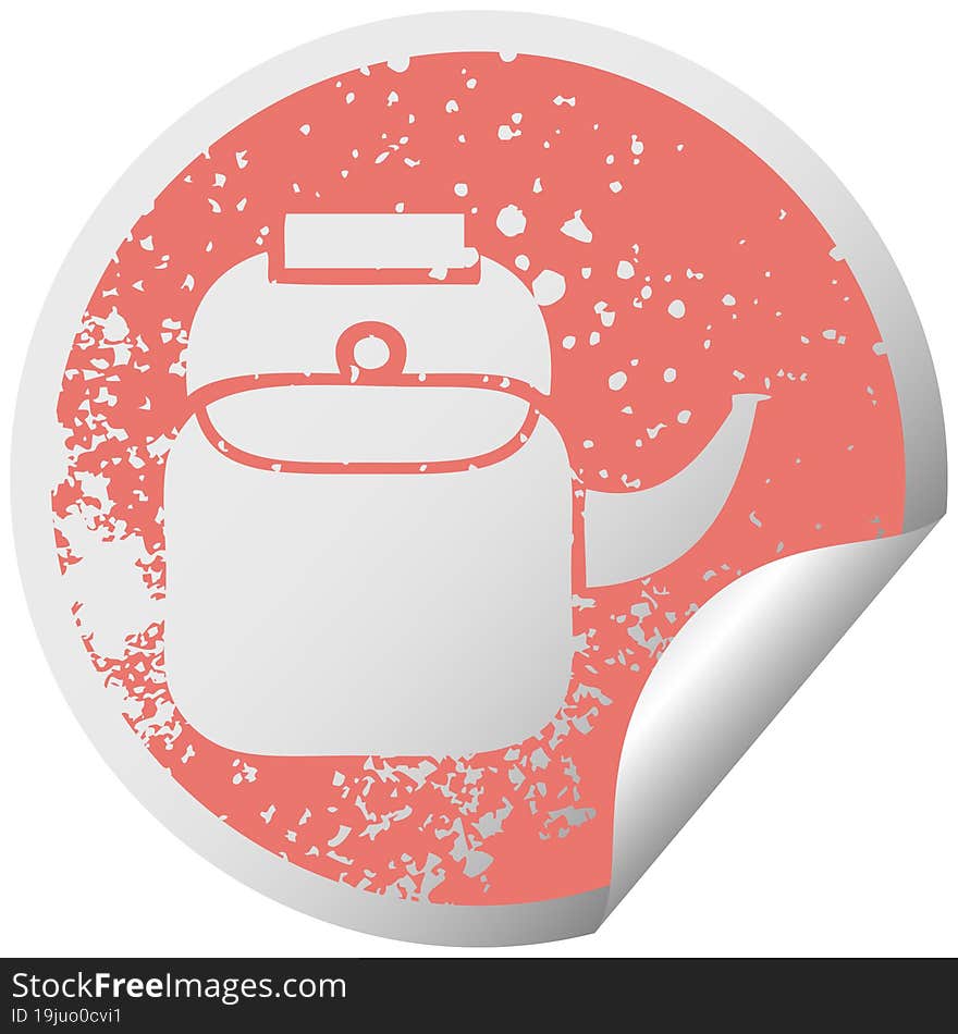 Distressed Circular Peeling Sticker Symbol Kettle Pot