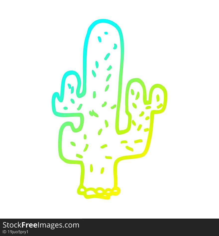 cold gradient line drawing cartoon cactus