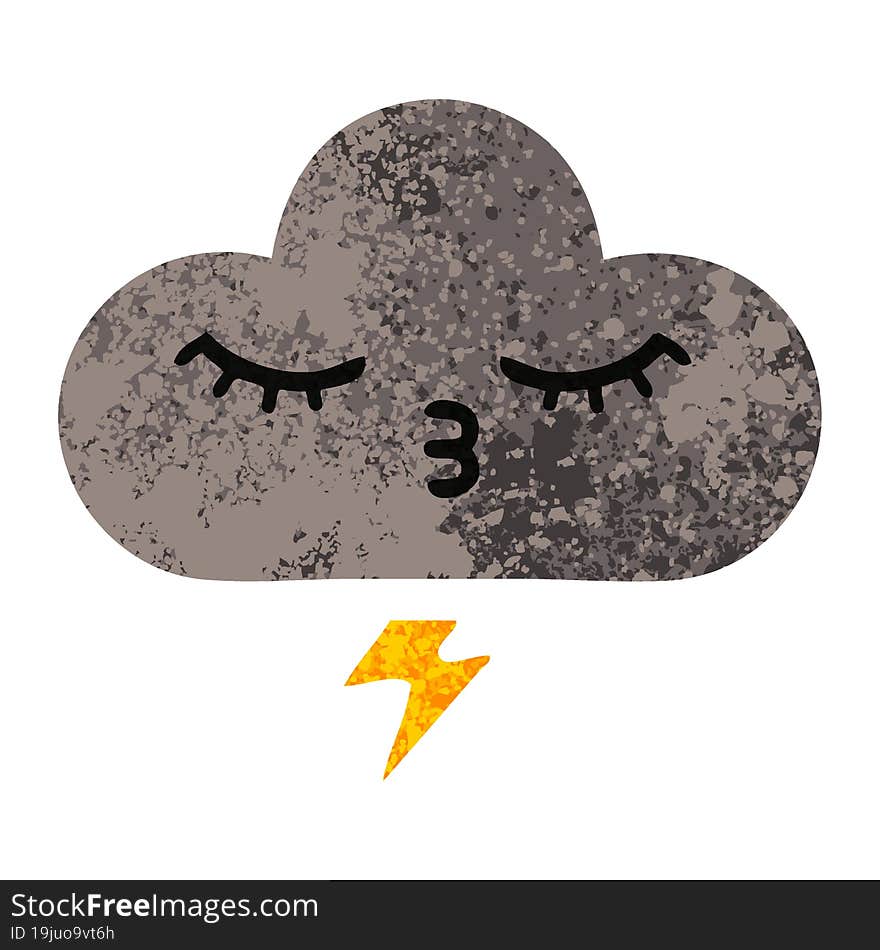 retro illustration style cartoon of a storm cloud