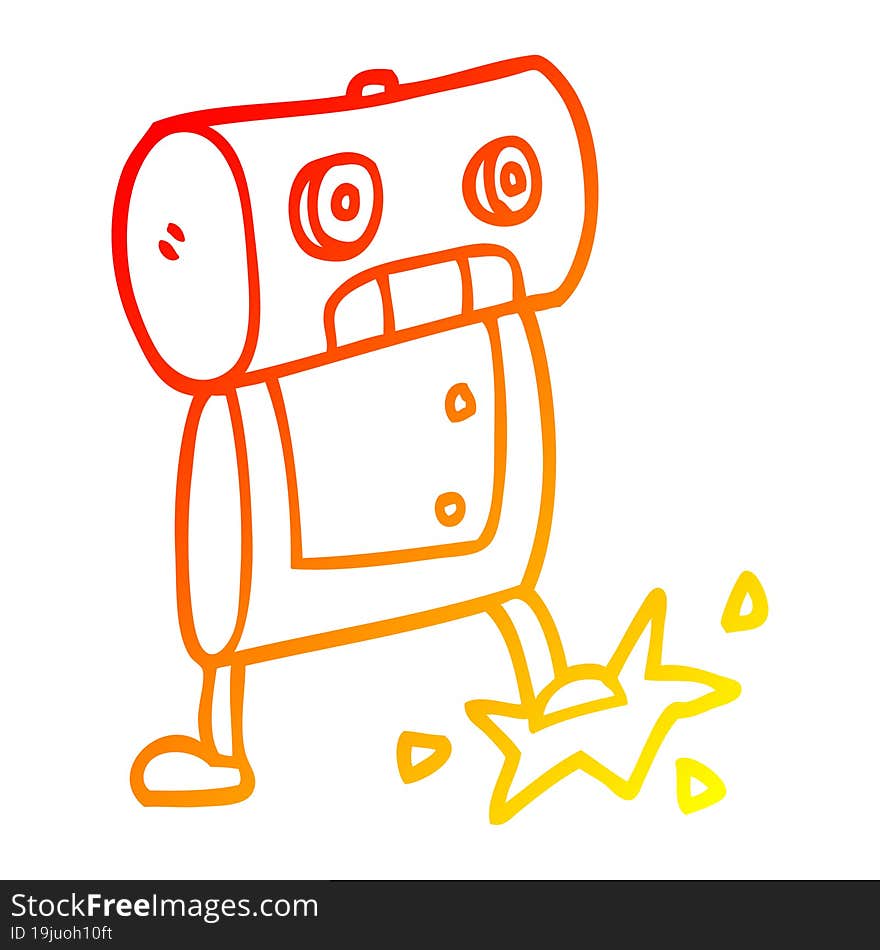 warm gradient line drawing cartoon robot