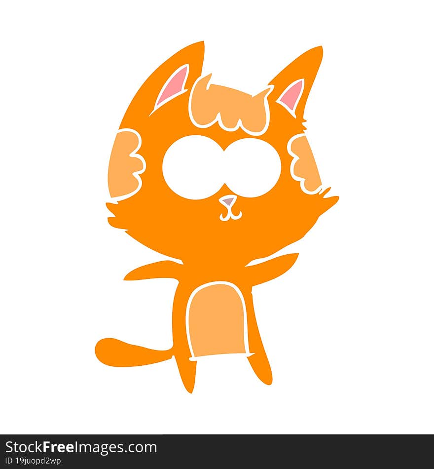 happy flat color style cartoon cat