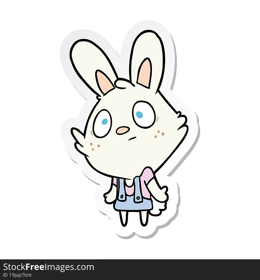 sticker of a cartoon rabbit shrugging shoulders