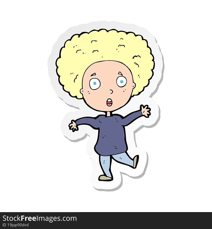 sticker of a cartoon startled person