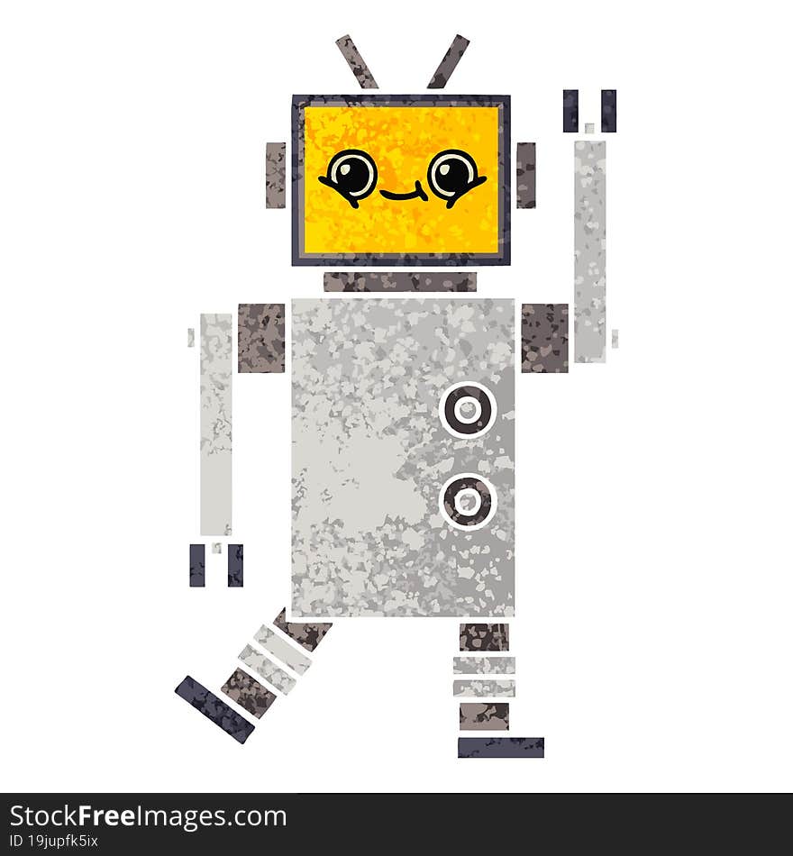 Retro Illustration Style Cartoon Robot