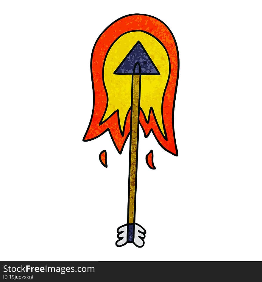 quirky hand drawn cartoon burning arrow