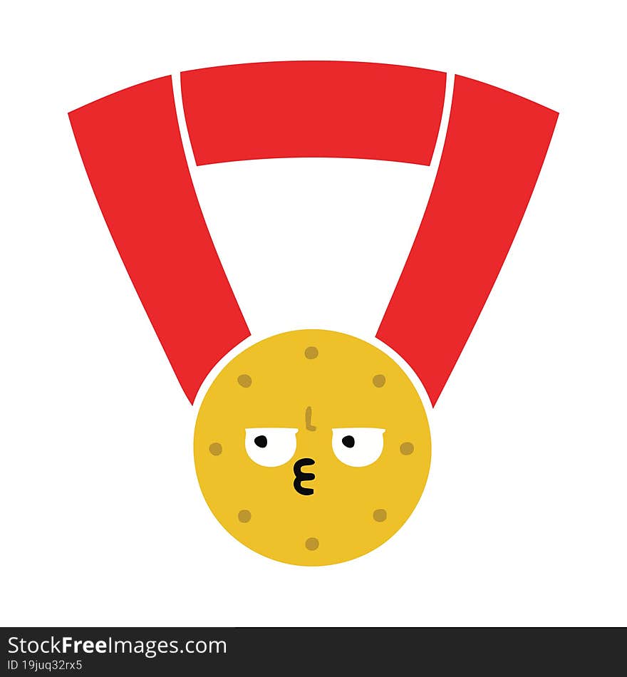 Flat Color Retro Cartoon Gold Medal