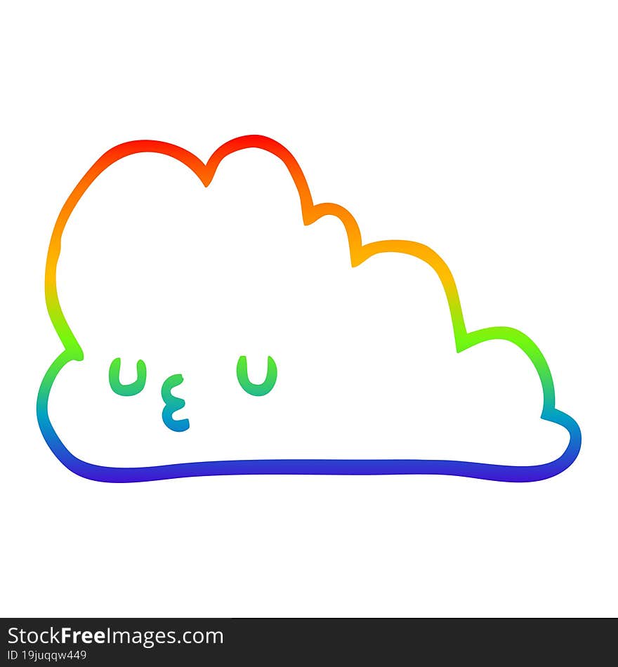 rainbow gradient line drawing cute cartoon cloud