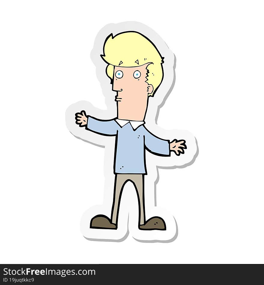 sticker of a cartoon startled man