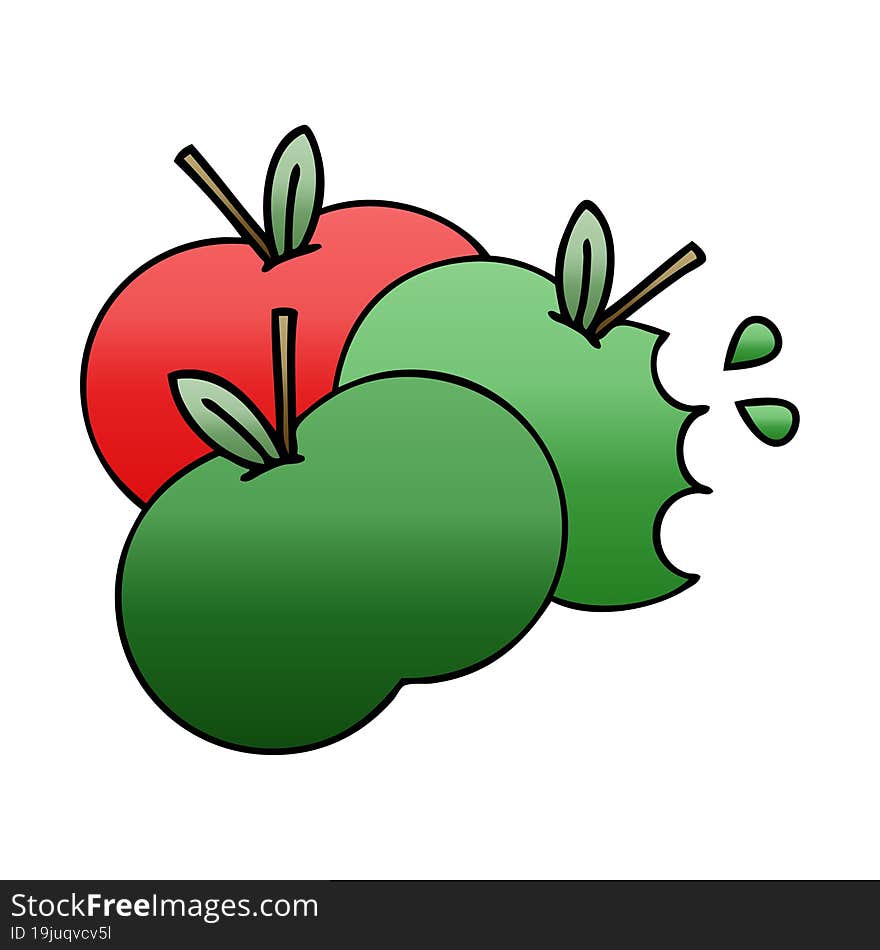 gradient shaded cartoon apples