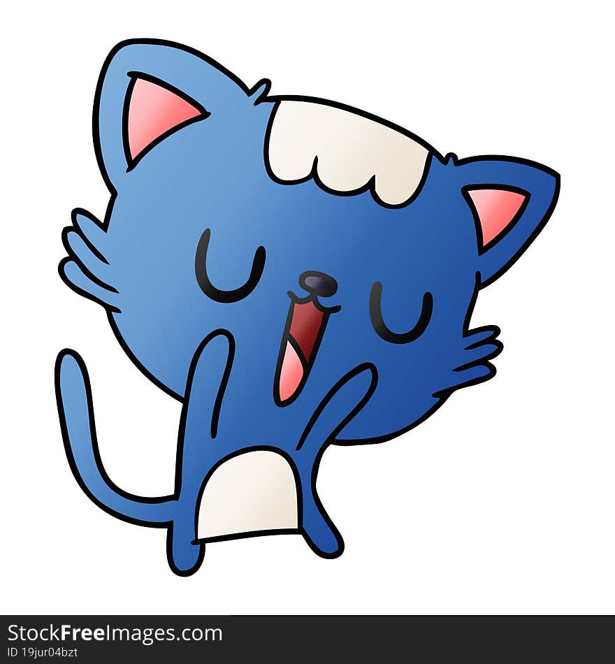 gradient cartoon of cute kawaii cat