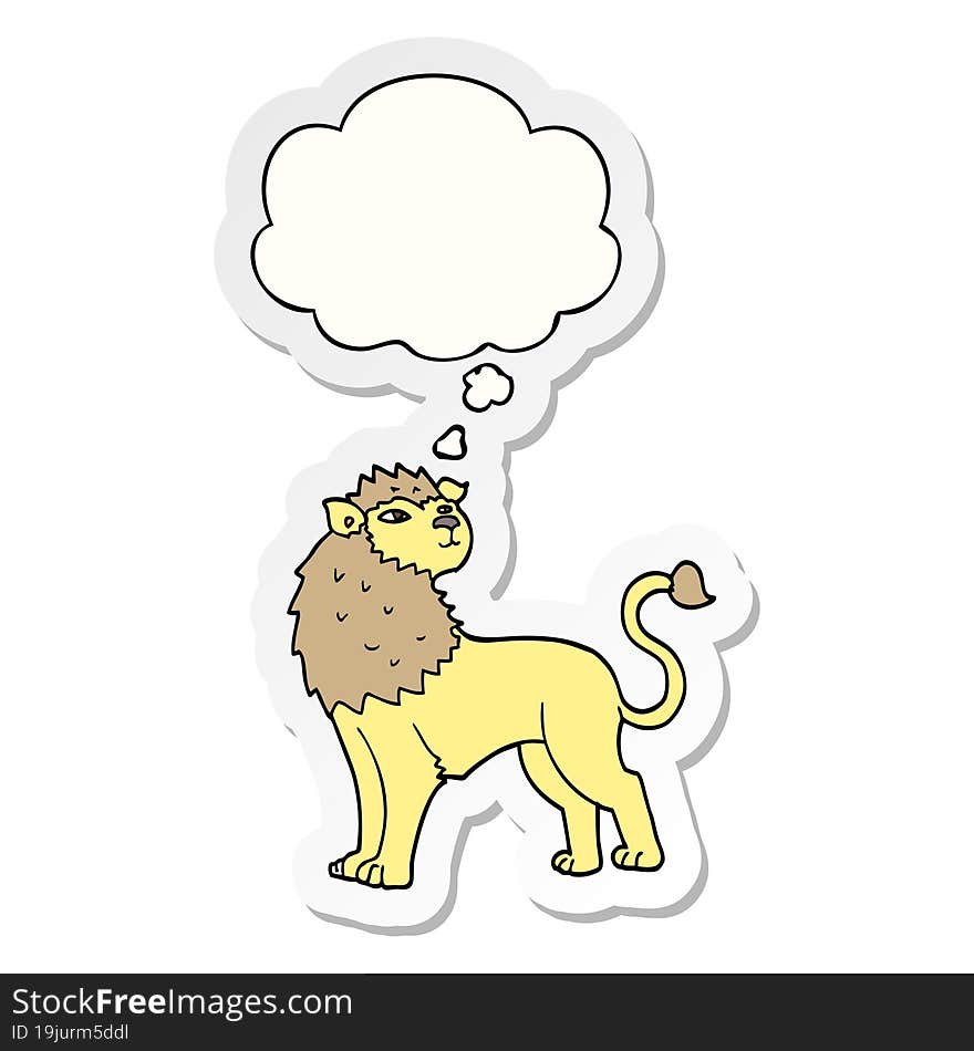 Cartoon Lion And Thought Bubble As A Printed Sticker