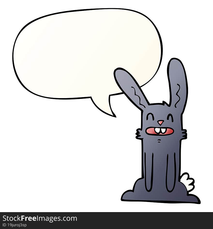 cartoon rabbit with speech bubble in smooth gradient style