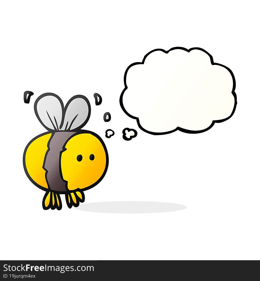 freehand drawn thought bubble cartoon bee