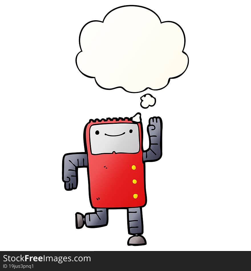 cartoon robot and thought bubble in smooth gradient style