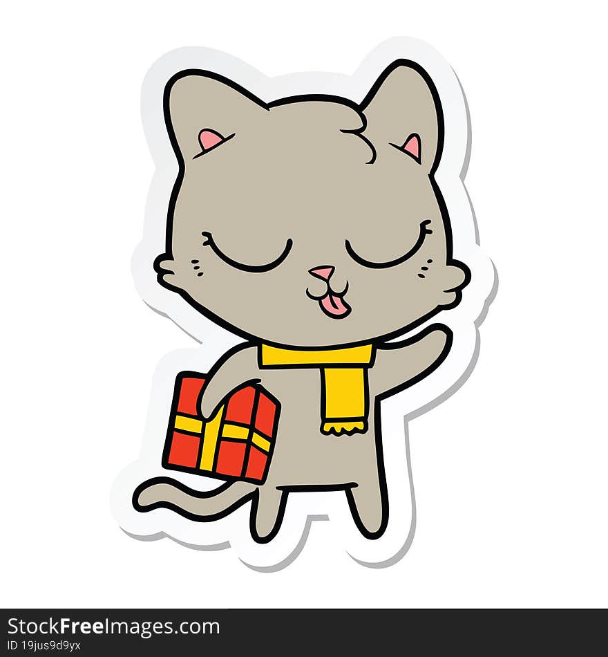 Sticker Of A Cartoon Cat