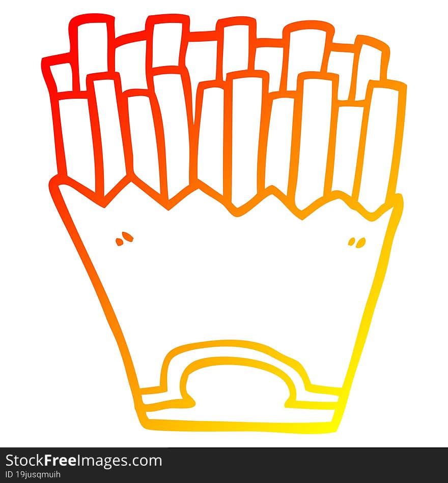 warm gradient line drawing cartoon french fries